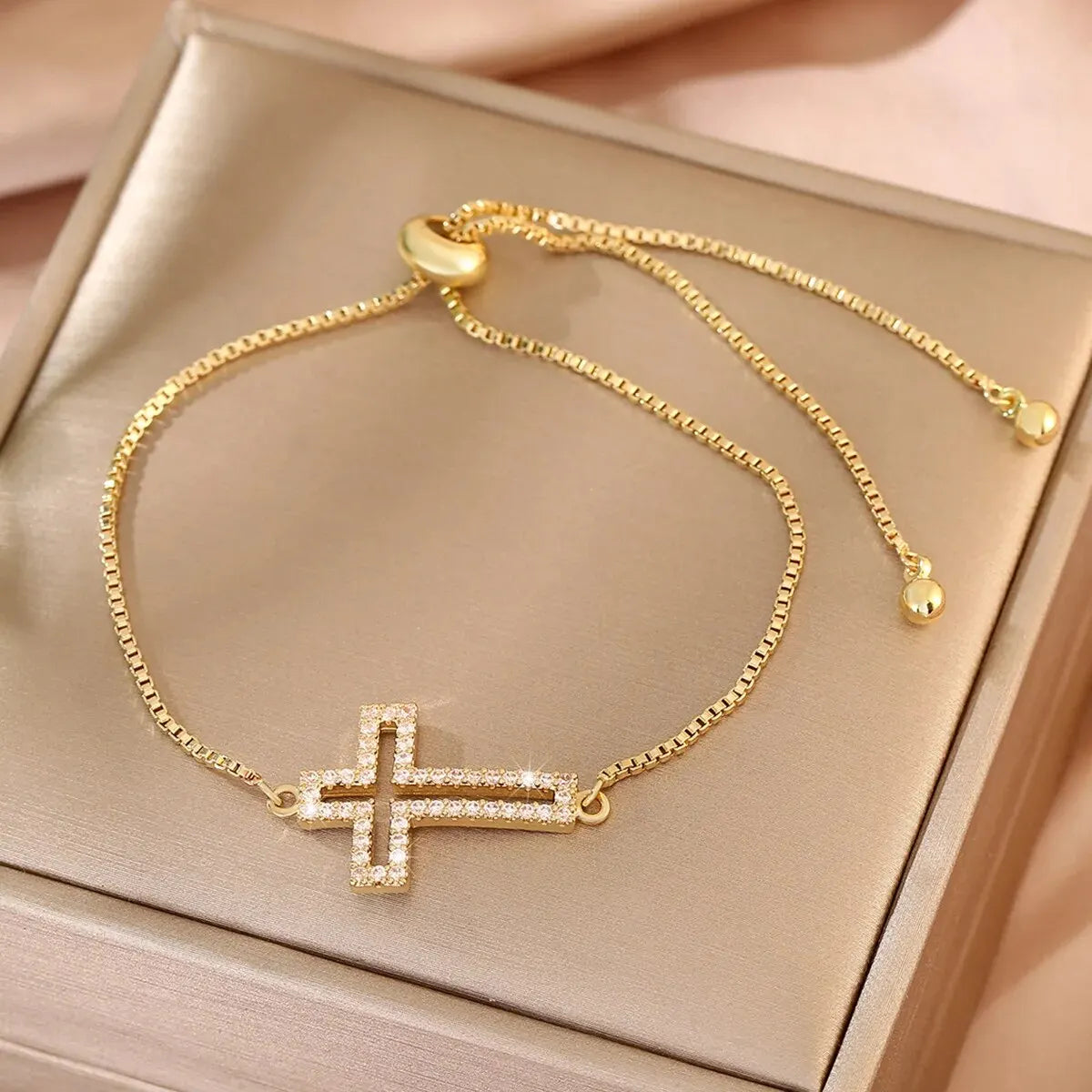 Zircon Cross Adjustable Bracelet