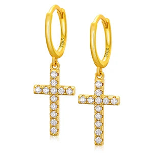D Color Moissanite Cross Earrings