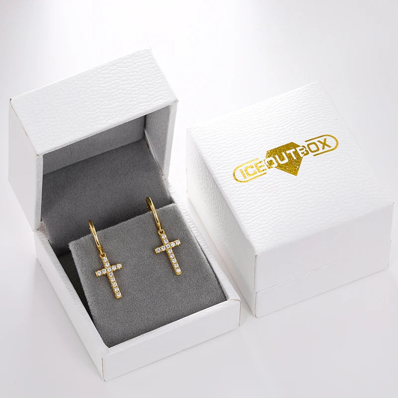 D Color Moissanite Cross Earrings