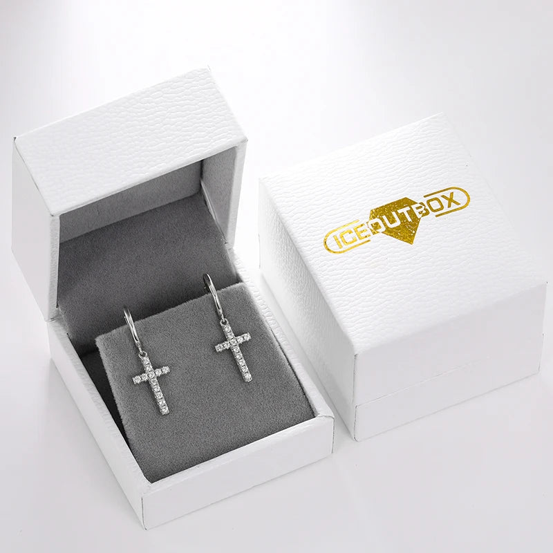 D Color Moissanite Cross Earrings